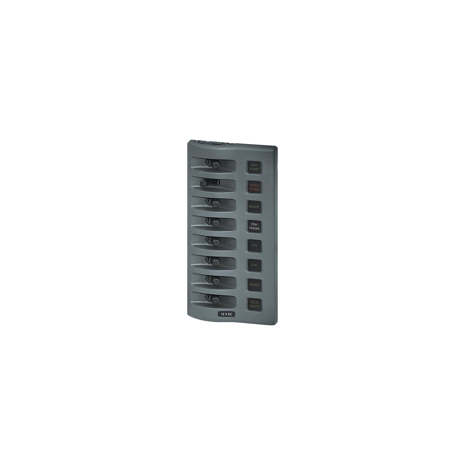 Blue Sea Systems 4308 WeatherDeck 12V DC 8 Position Waterproof Fuse Panel, Gray-Supply Nautica