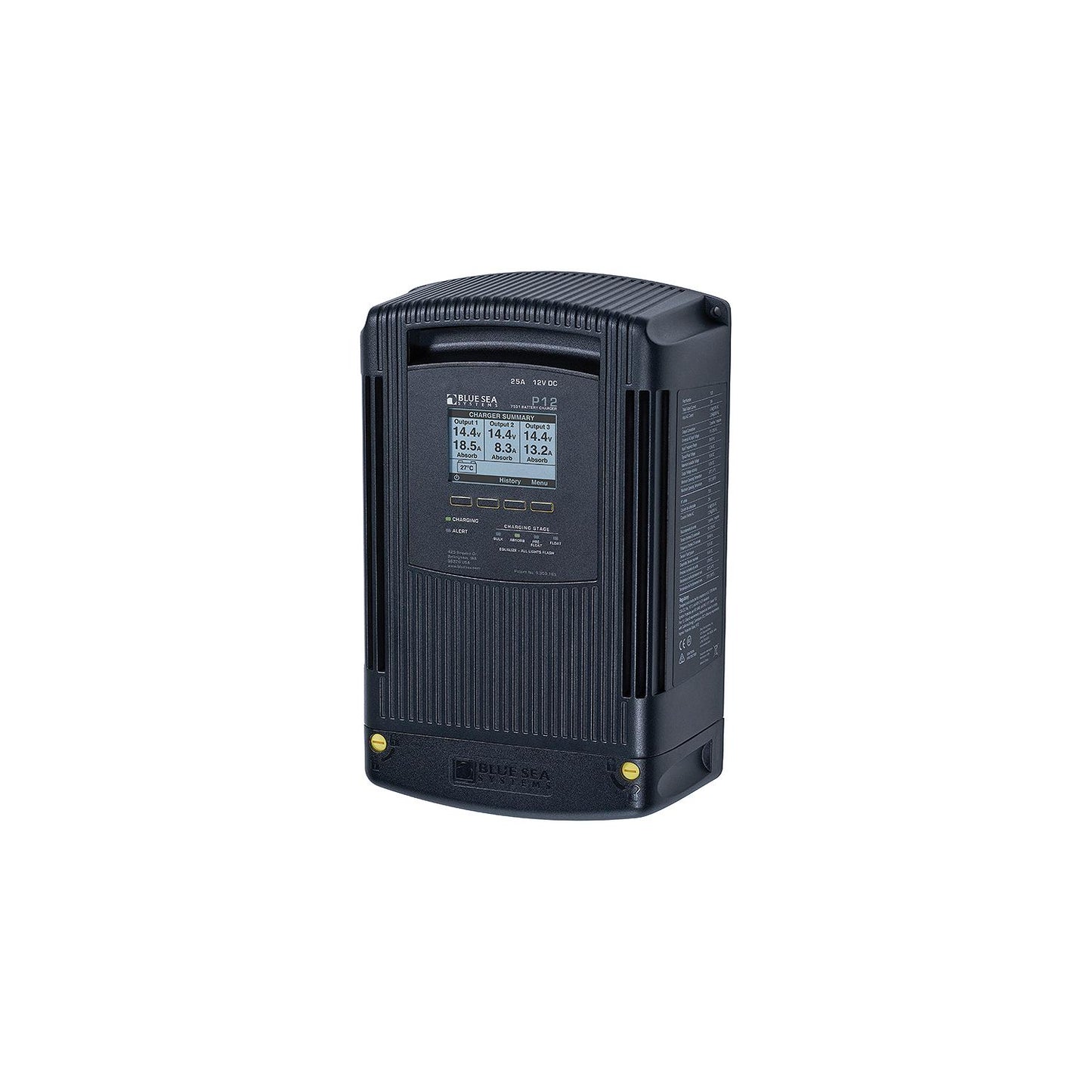 Blue Sea Systems P12 12V DC Four Stage, Three Output Dry Mount Battery Charger