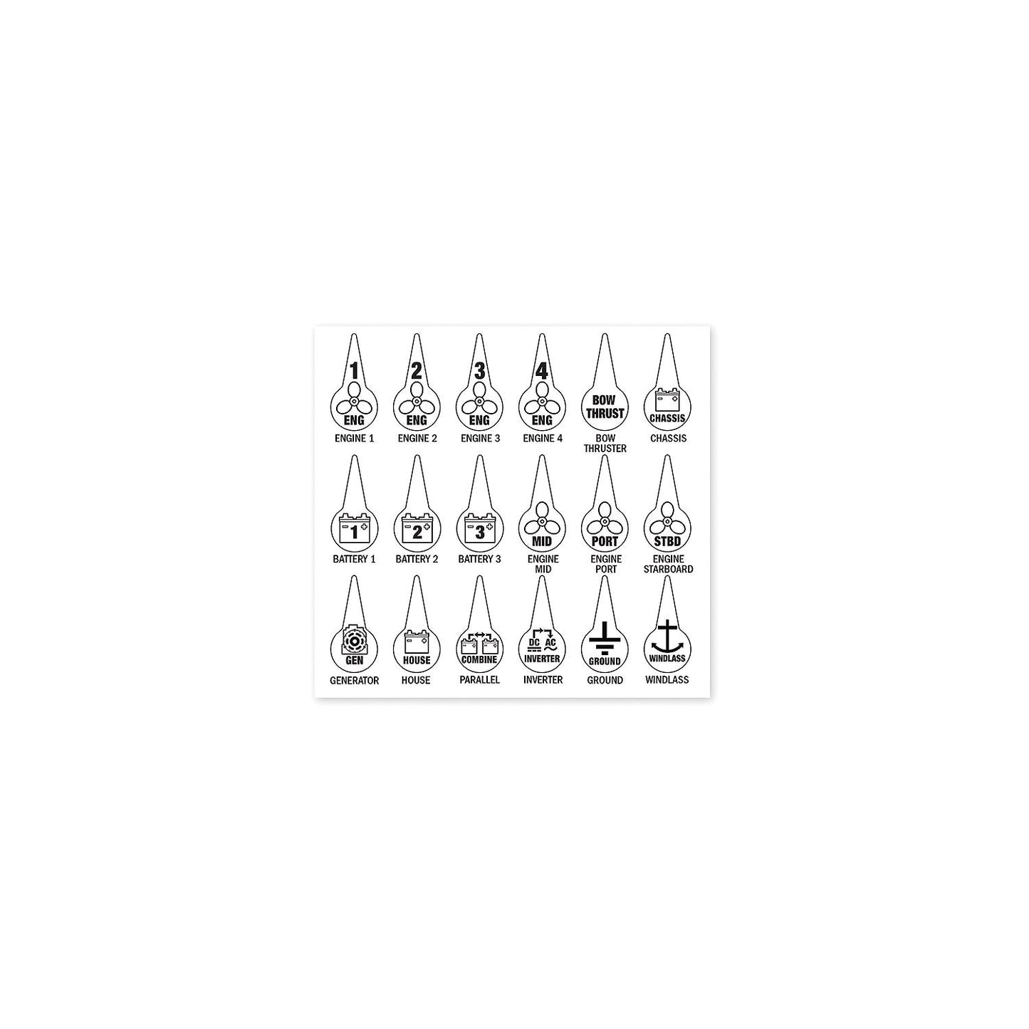 Blue Sea 7902 Battery Switch Icon Label Kit-Supply Nautica