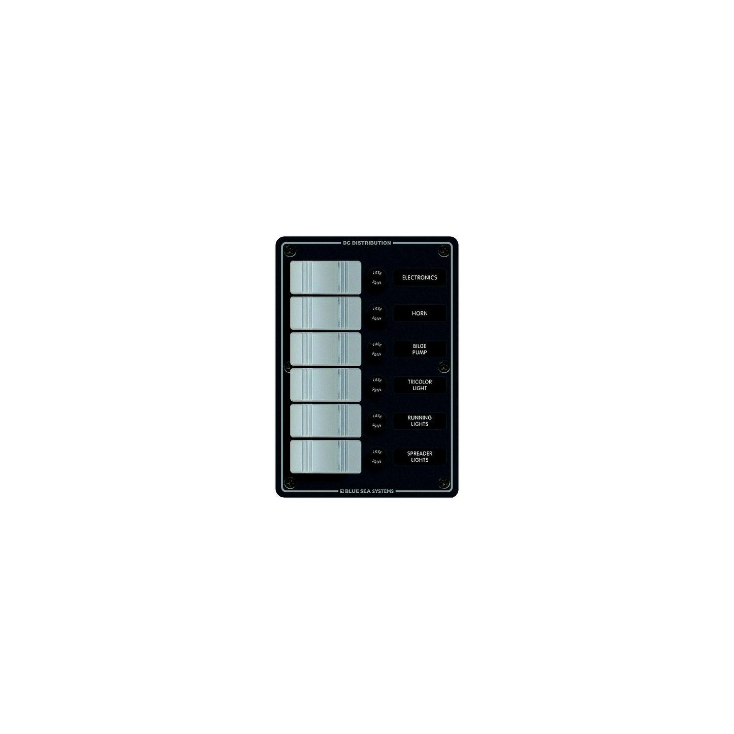 Blue Sea Systems 8053 Contura Water Resistant 12V DC 6 Position Panel, Gray