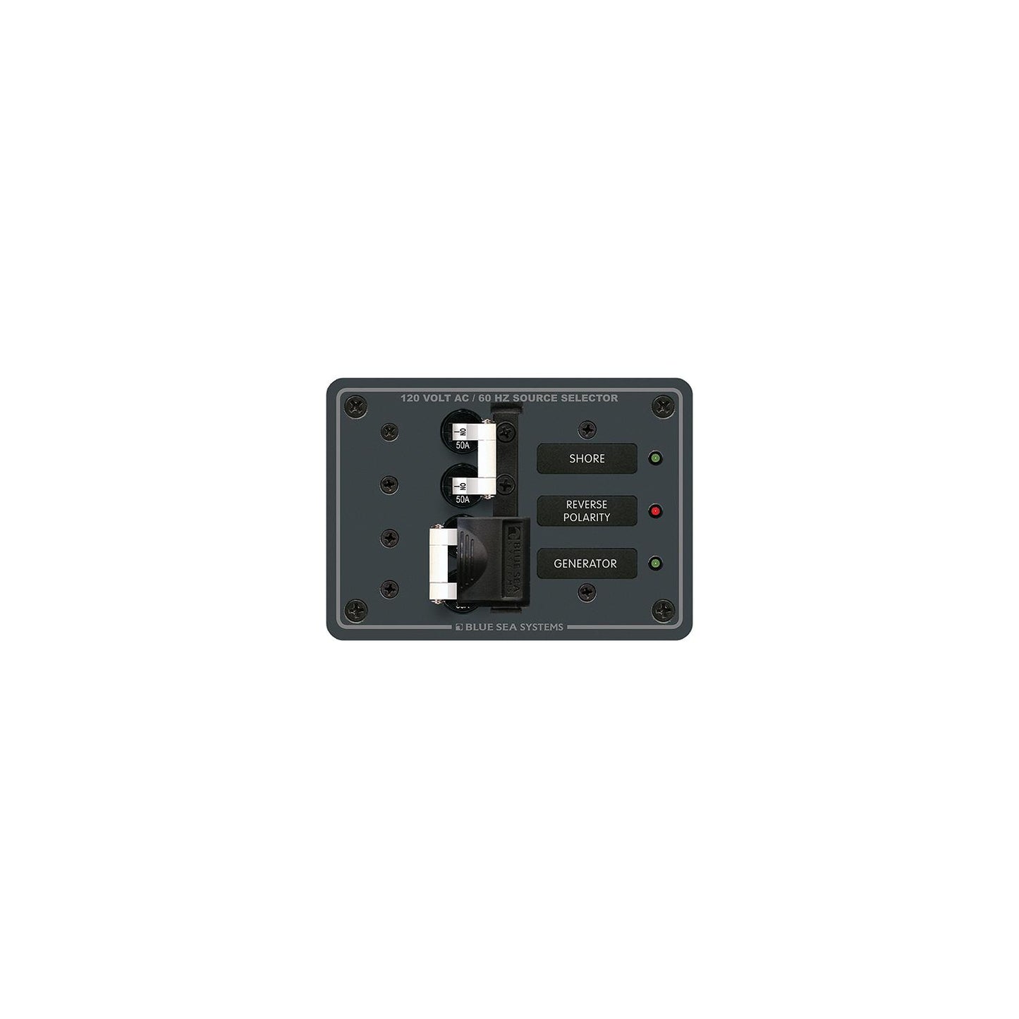 Blue Sea Systems Traditional Metal Circuit Breaker Panel - 120V AC Toggle Source Selector