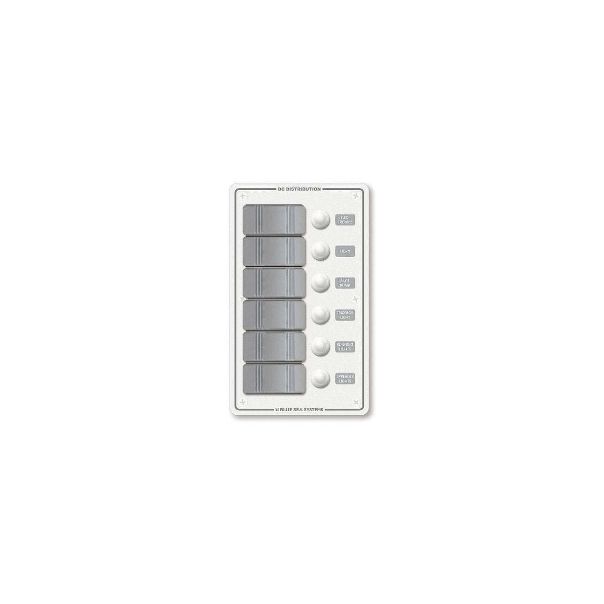 Blue Sea Systems 8273 Contura Water Resistant 12V DC Circuit Breaker Panel - 6 Positions, White-Supply Nautica