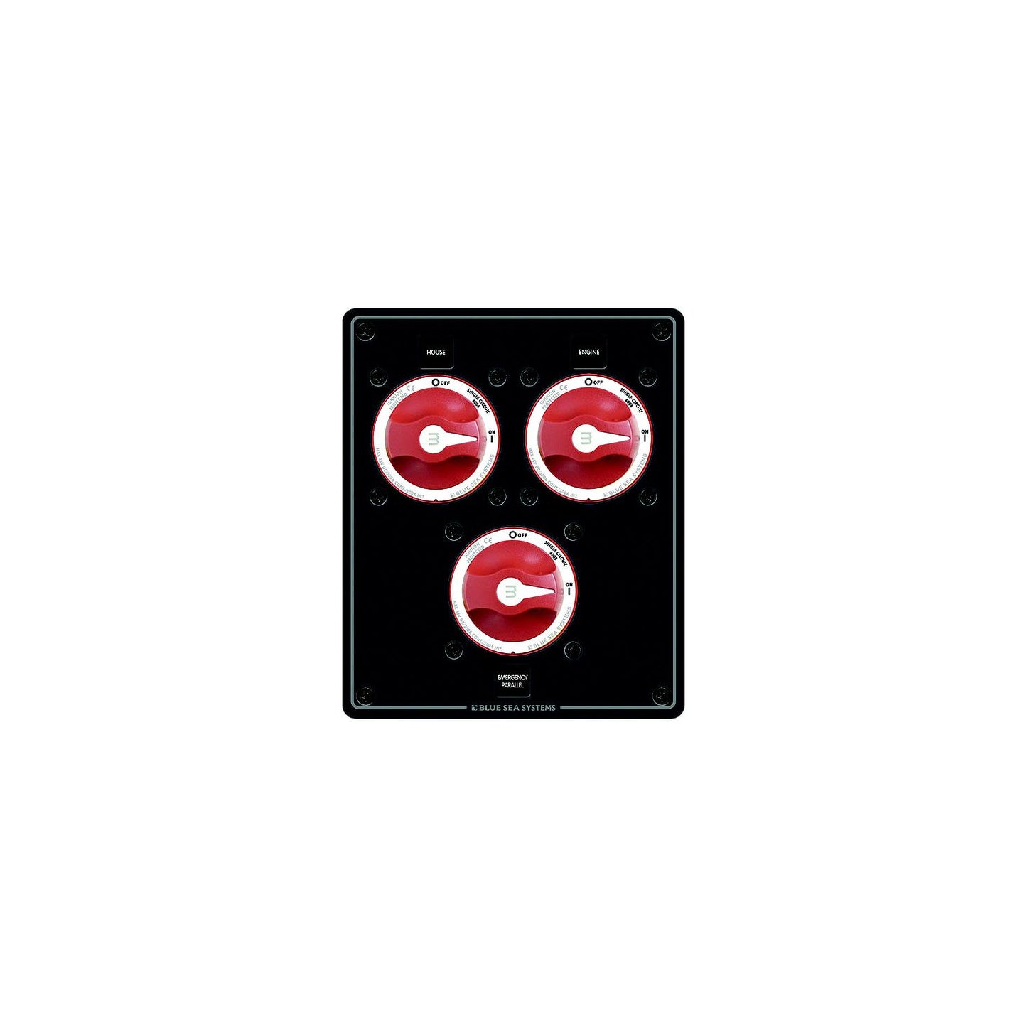 Blue Sea Systems 8280 Traditional Metal Dual Bank Battery Management Panel, 3 Battery Switches-Supply Nautica