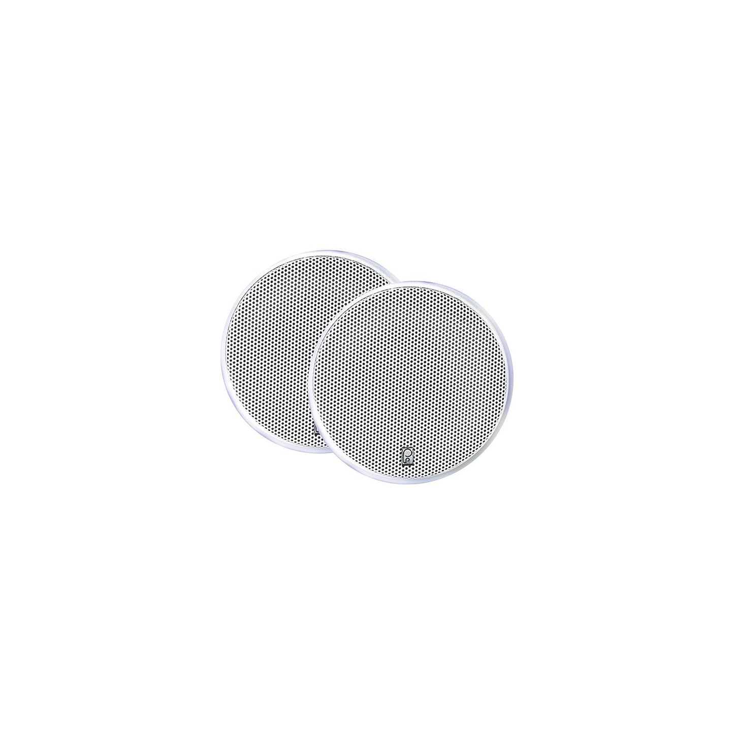 Poly-Planar 5-1/4" Waterproof Platinum Round Flush Mount Speakers, White (Sold as Pair)
