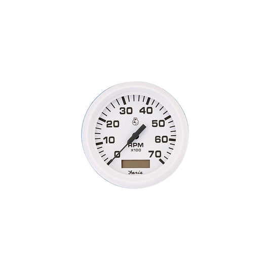 Faria Dress White 4" Gauge - 6000 RPM Tachometer With Hourmeter (Gas) (Inboard & I/O)