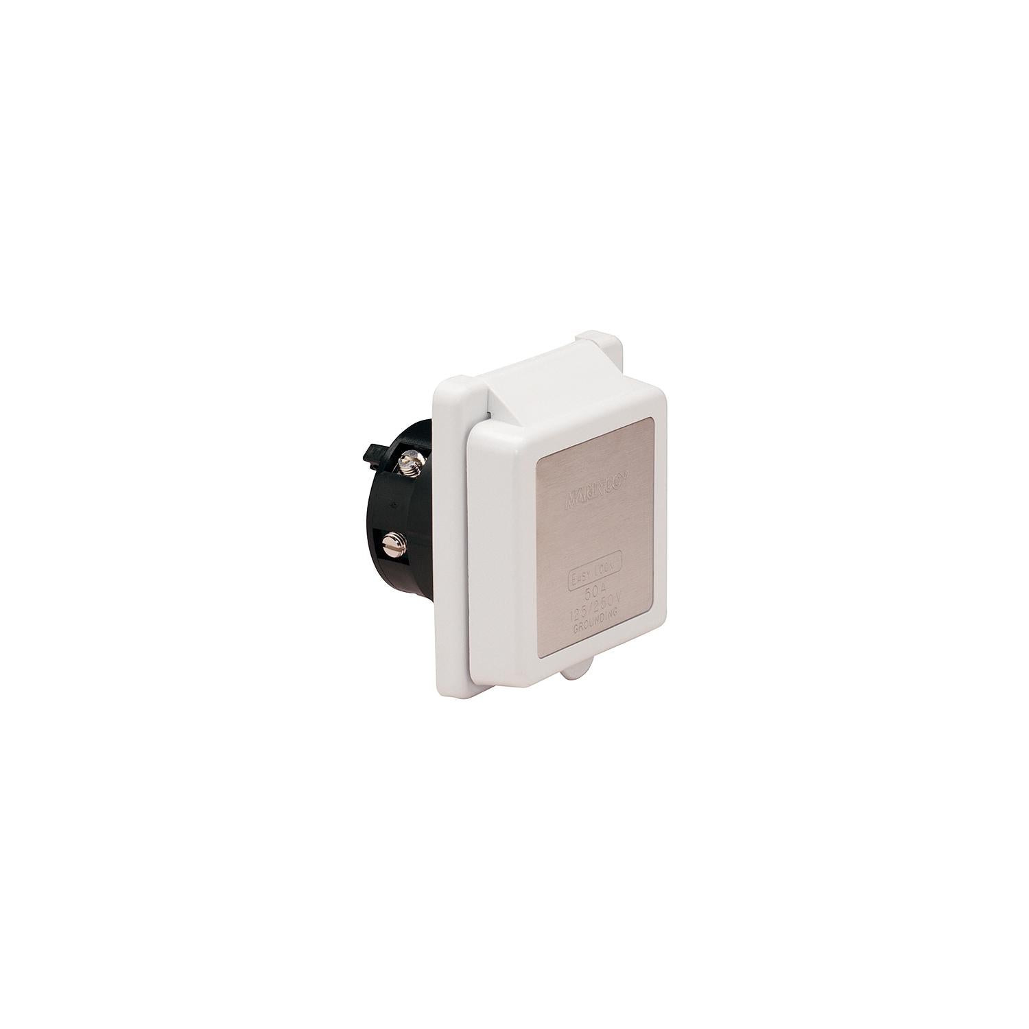 Marinco 50 Amp 125V Power Inlet With Stainless Steel Trim Without Rear Safety Enclosure-Supply Nautica