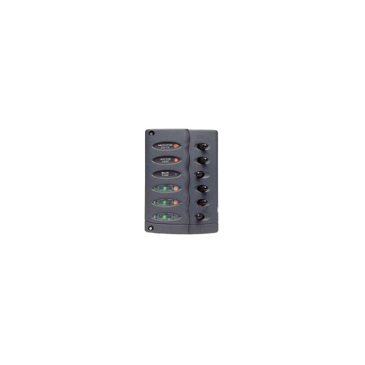 Marinco Contour Switch Panel Includes 6 Switches and 3 Inline Fuse Holders-Supply Nautica