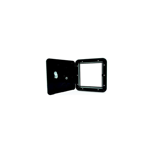 B&B Molders 94338 Square Electric Cable Hatch, Large w/Open Back & Key Lock, Black-Supply Nautica
