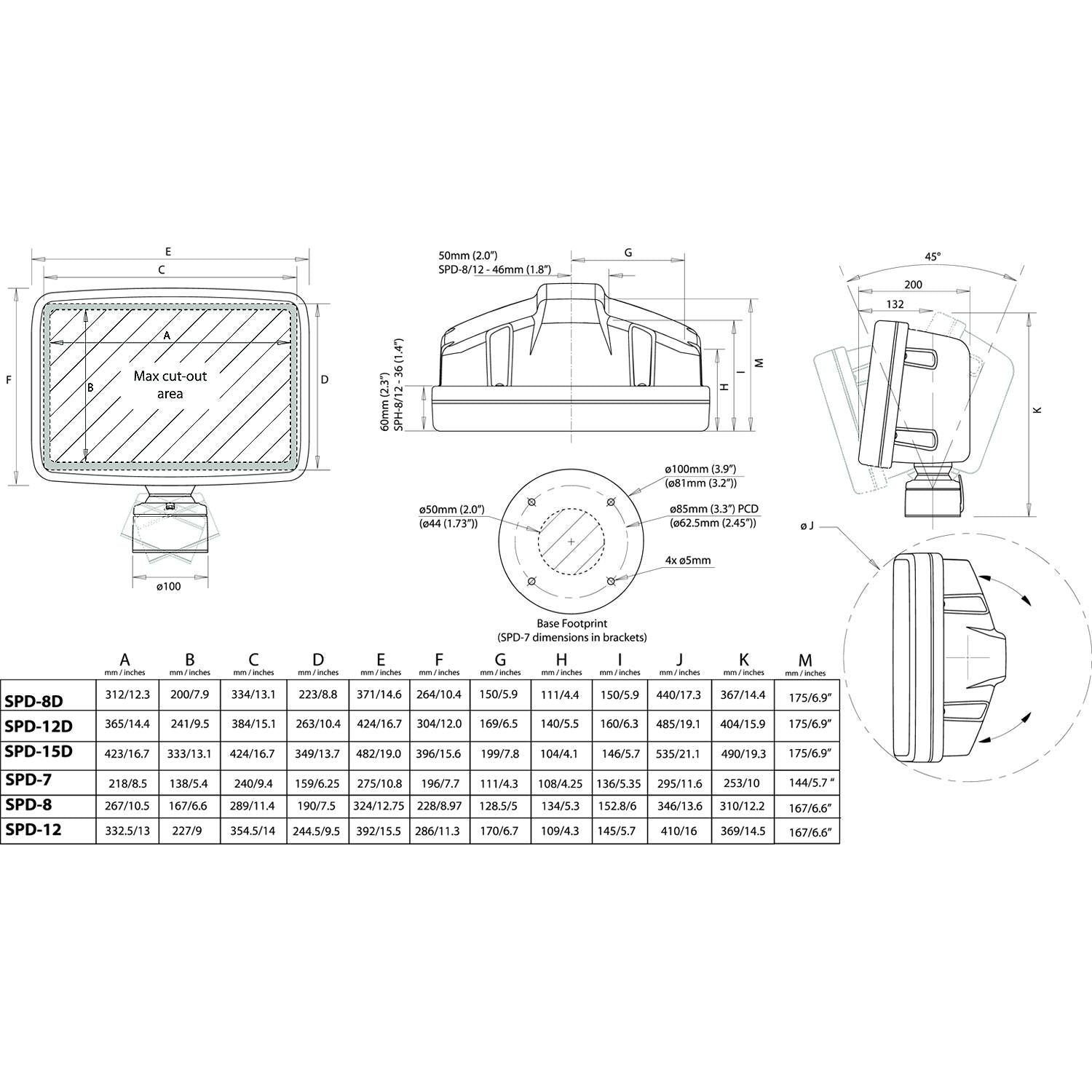 ScanStrut Deck Pod - 12" displays (Slim back) - White-Supply Nautica