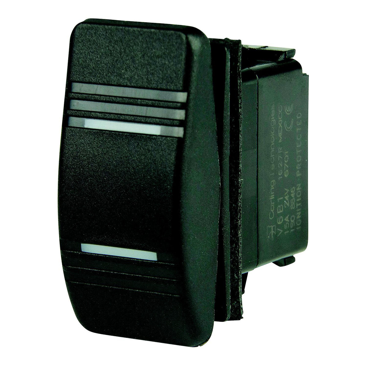 BEP 1001803 Weather Resistant Contura Rocker Switch, On/Off/On, SPDT, 1/4" Blade Terminals, Illuminated Amber (2 Positions)-Supply Nautica