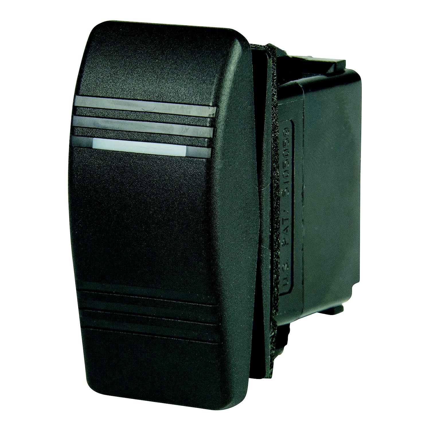 BEP 1001807 Weather Resistant Contura Rocker Switch, On-Off-(On), DPDT, 1/4" Blade Terminals, Illuminated Amber-Supply Nautica