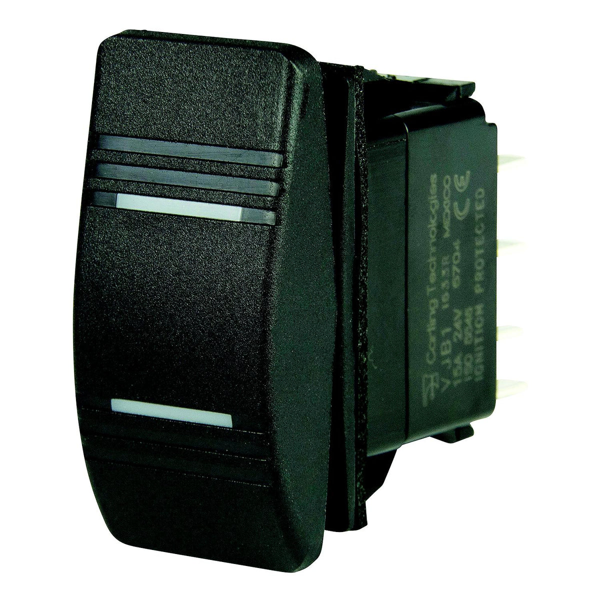 BEP 1001808 Weather Resistant Contura Rocker Switch, On-Off-On, DPDT, 1/4" Blade Terminals, Illuminated Amber (2 Positions)-Supply Nautica