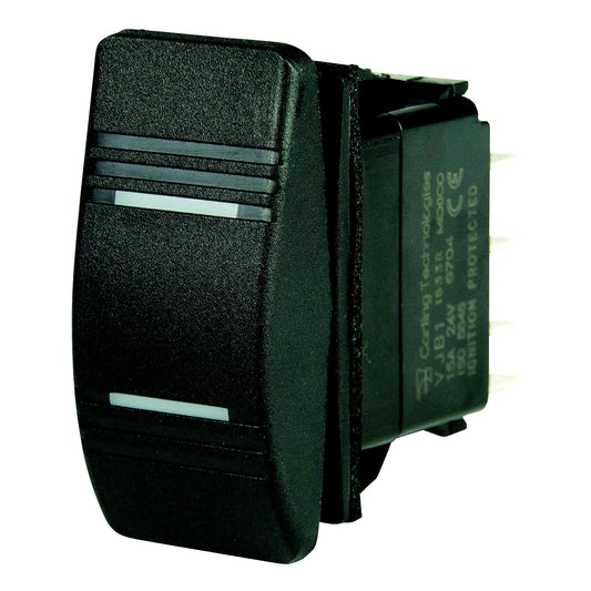 BEP 1001808 Weather Resistant Contura Rocker Switch, On-Off-On, DPDT, 1/4" Blade Terminals, Illuminated Amber (2 Positions)-Supply Nautica