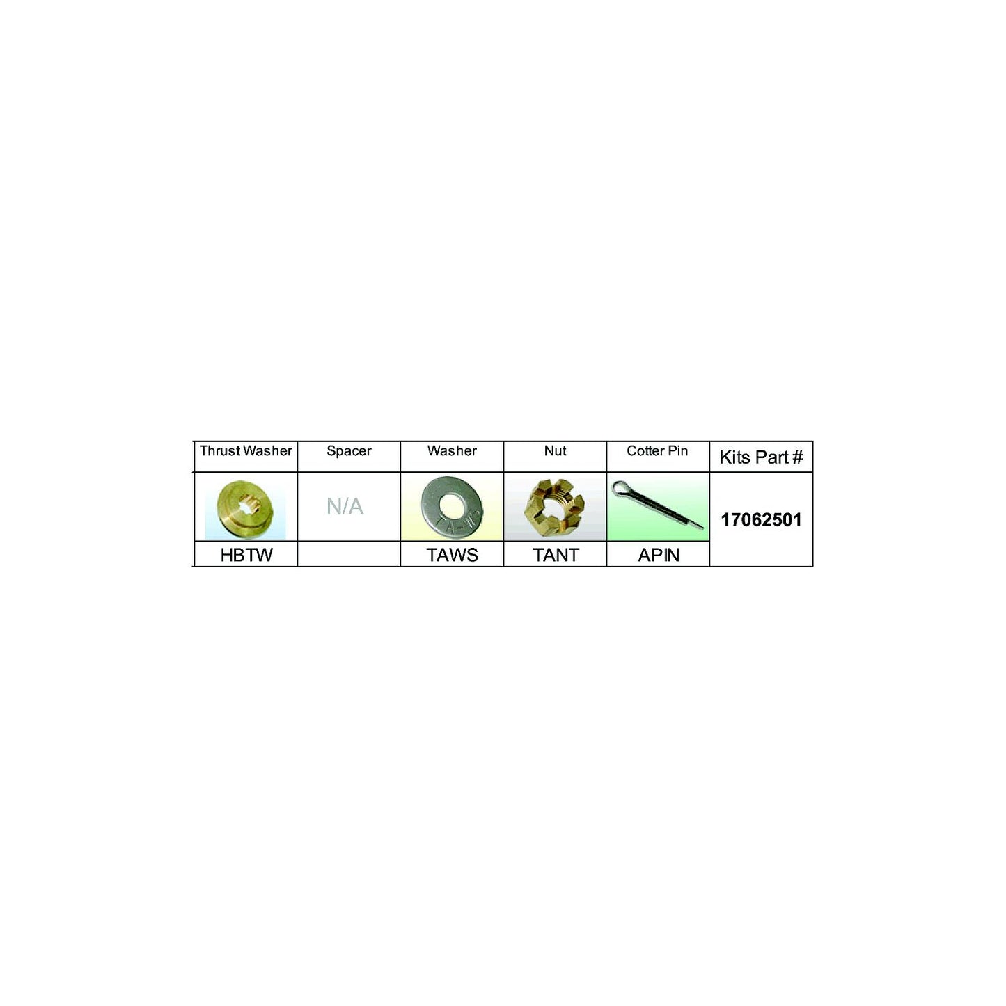 Solas 17062501 Fixed Hub Prop Hardware Kit - Honda, Type B